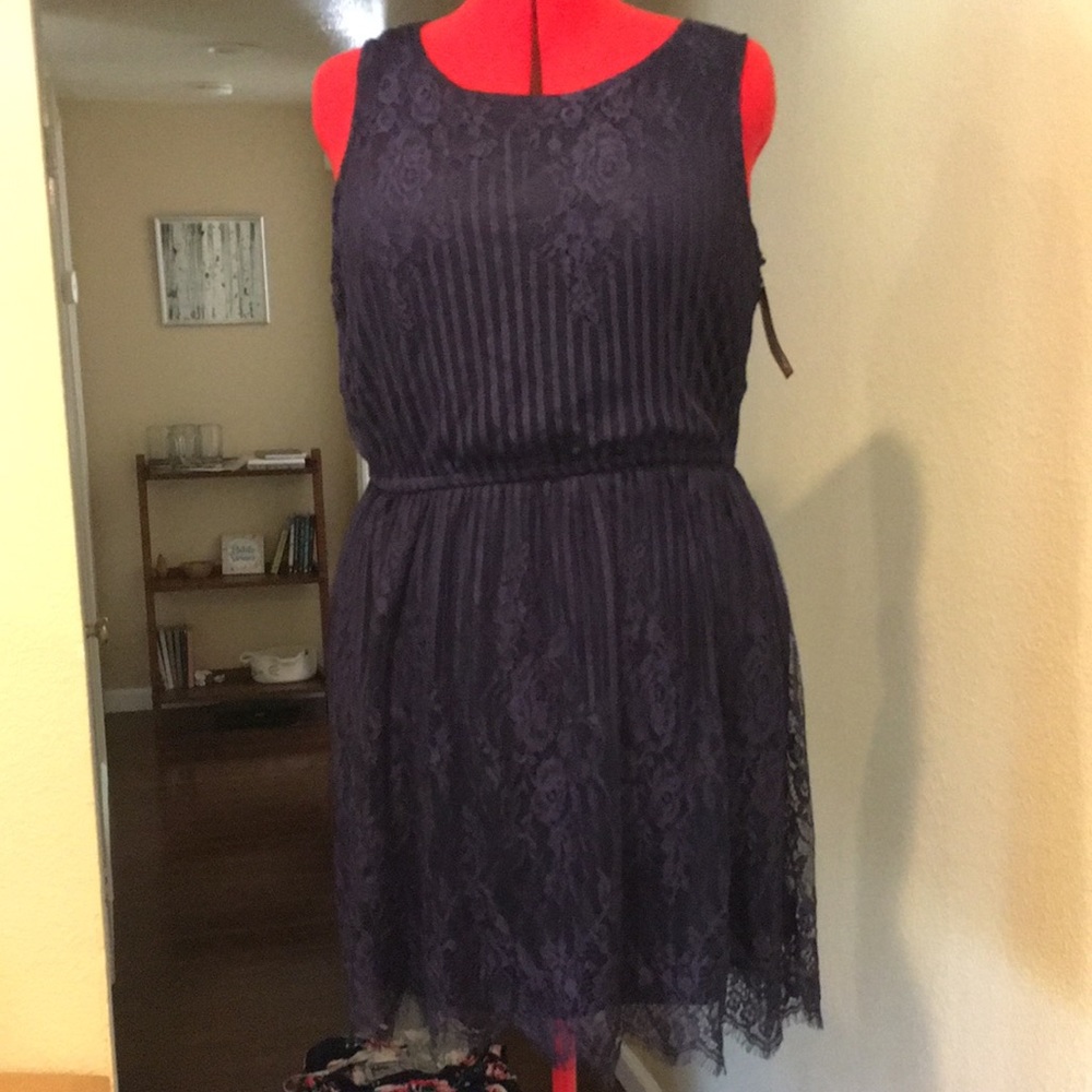 Lace Blue Empire Waist Dress